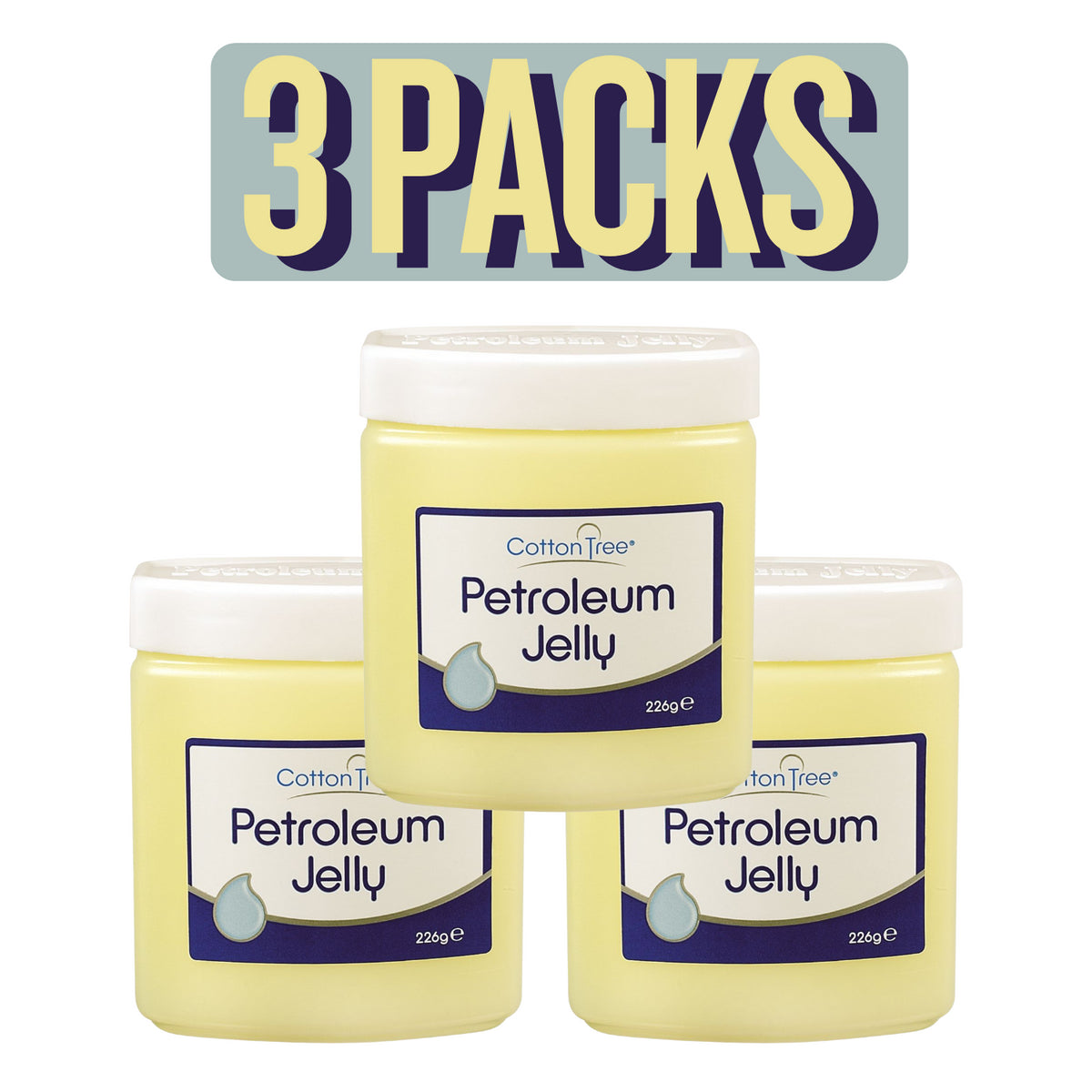 3X Cotton Tree Original Petroleum Jelly Pot Dry Skin Protection Burns Chapping 226g