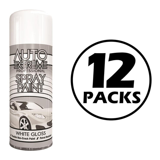 12X Auto Extreme White Gloss Spray Paint 400ml