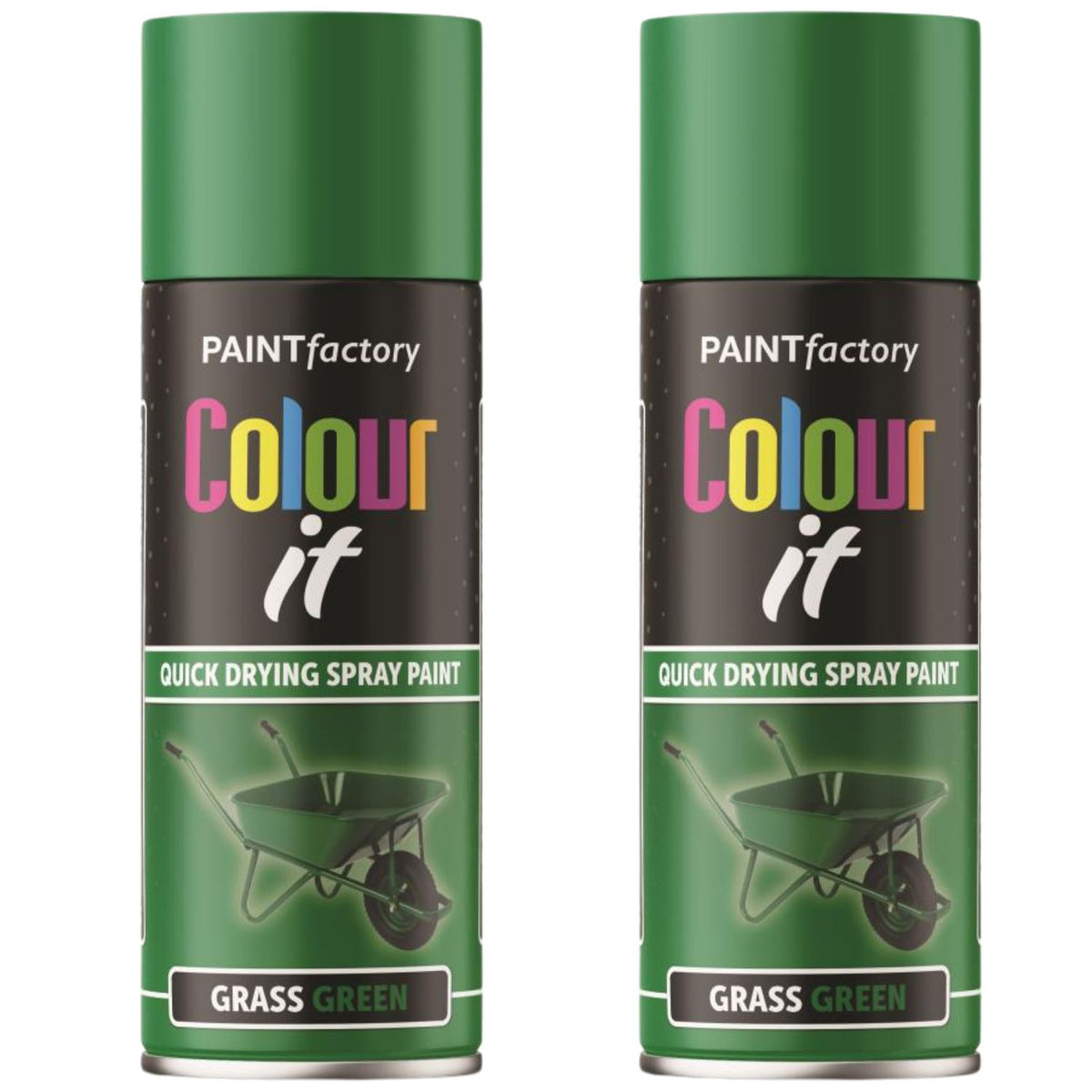 2X Paint Factory Grass Green Gloss Spray Paint 400ml.