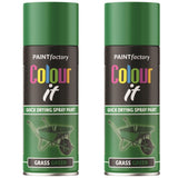 2X Paint Factory Grass Green Gloss Spray Paint 400ml.
