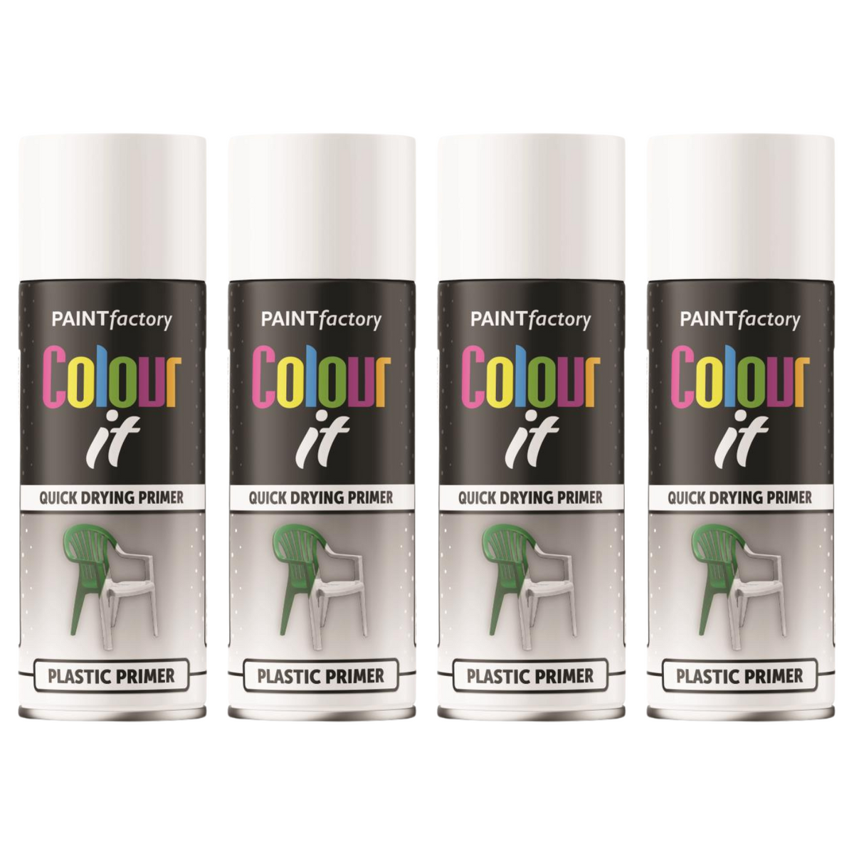4X Paint Factory Plastic Primer Spray Paint 400ml