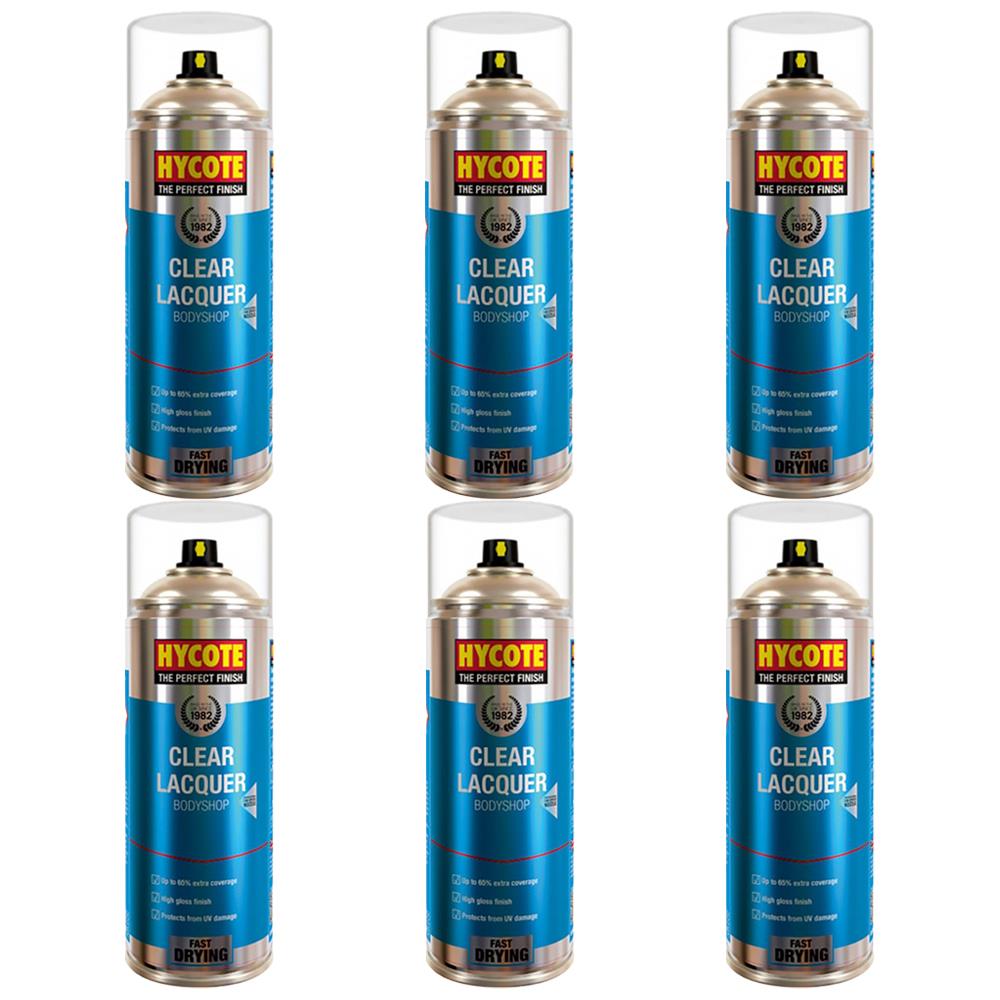 6X Hycote Bodyshop Clear Lacquer Spray Paint 400ml