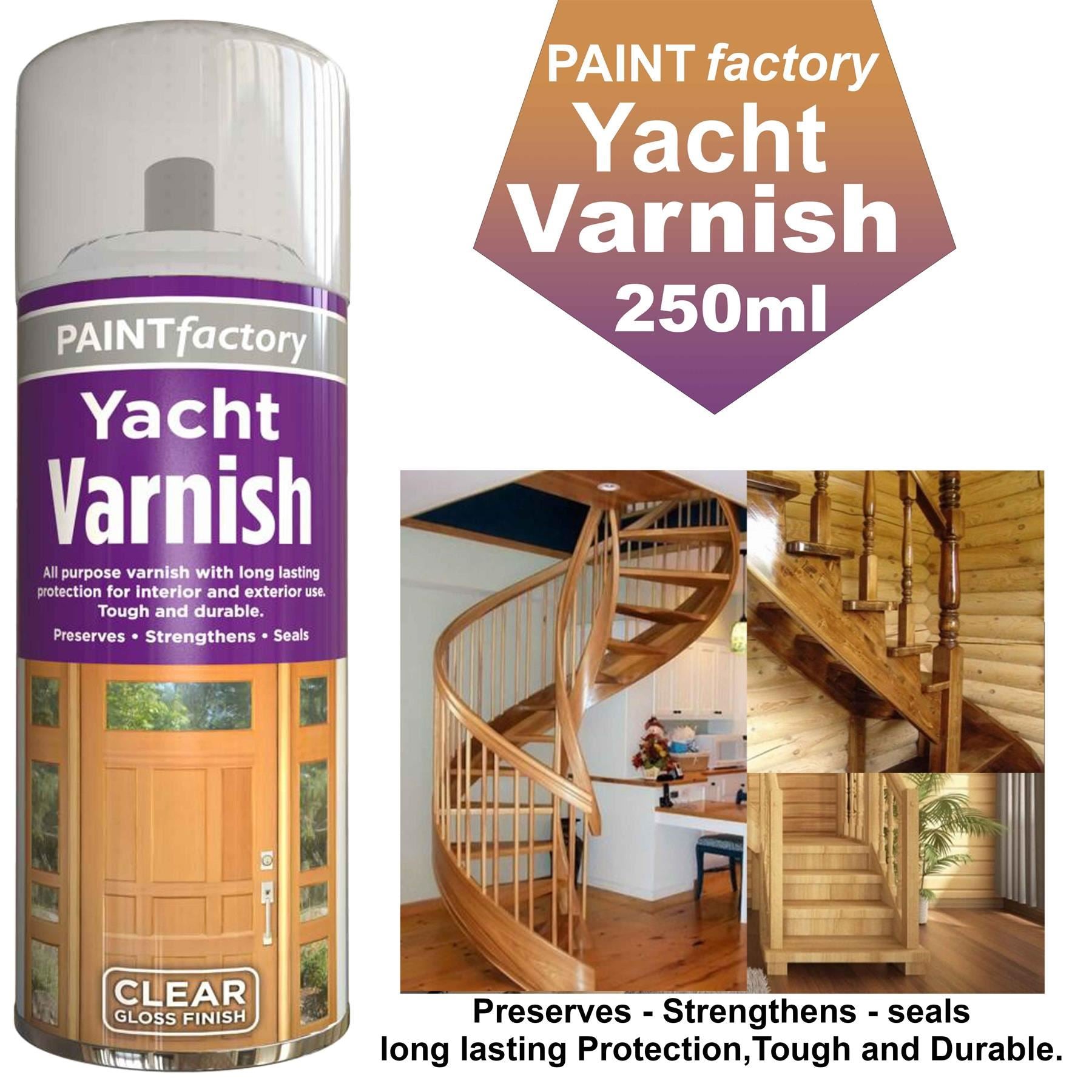 24X - Paint Factory Clear Yacht Varnish Spray 250ml - 7128