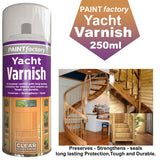 24X - Paint Factory Clear Yacht Varnish Spray 250ml - 7128