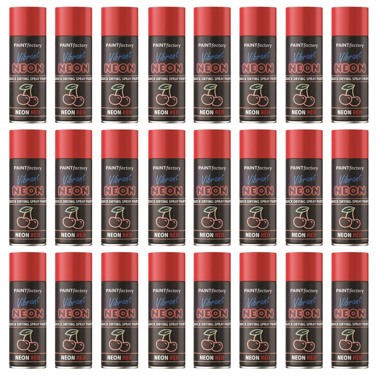 24X - Paint Factory Red Fluorescent Neon Spray Paint 200ml