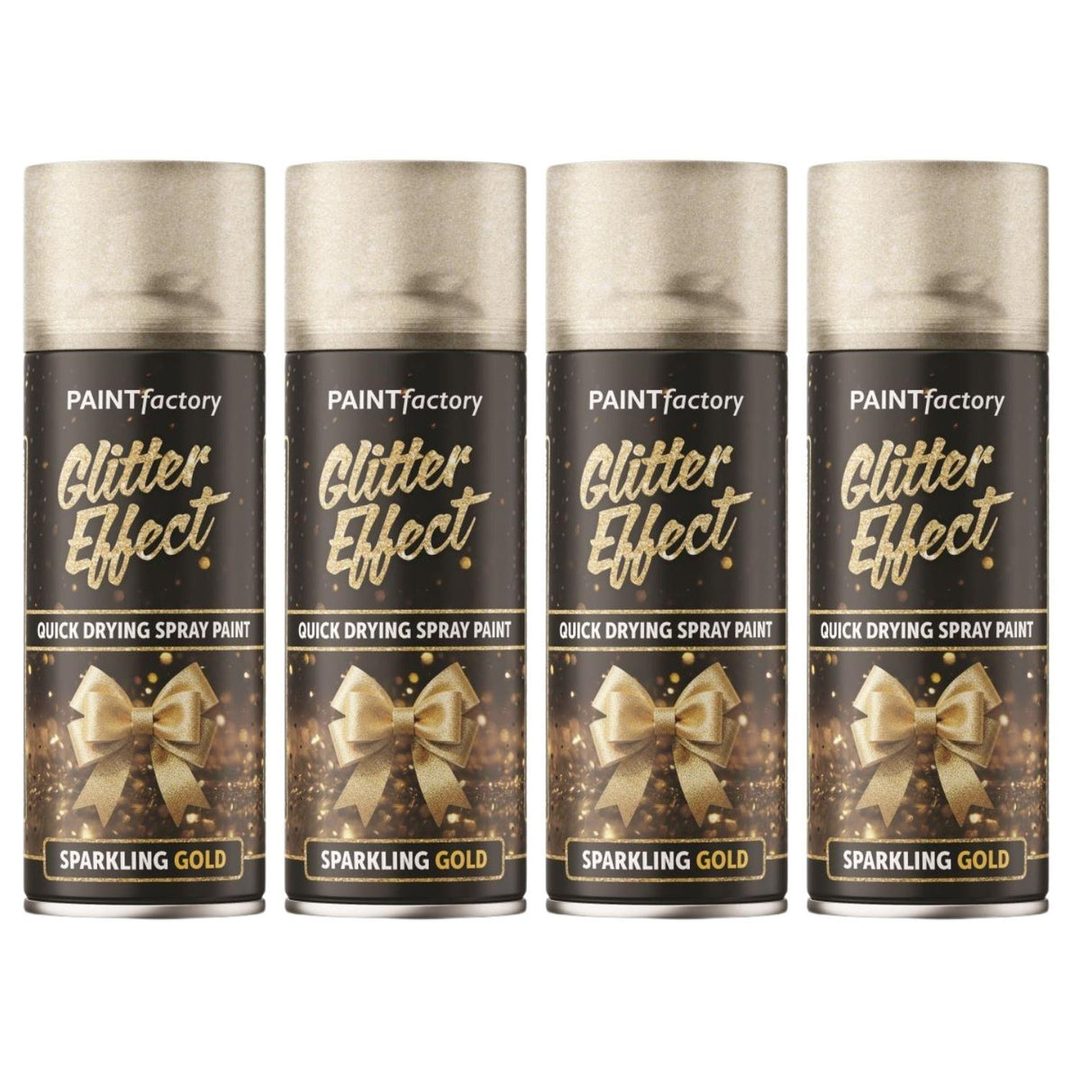 4X - Paint Factory Gold Glitter Effect Spray Paint 400ml
