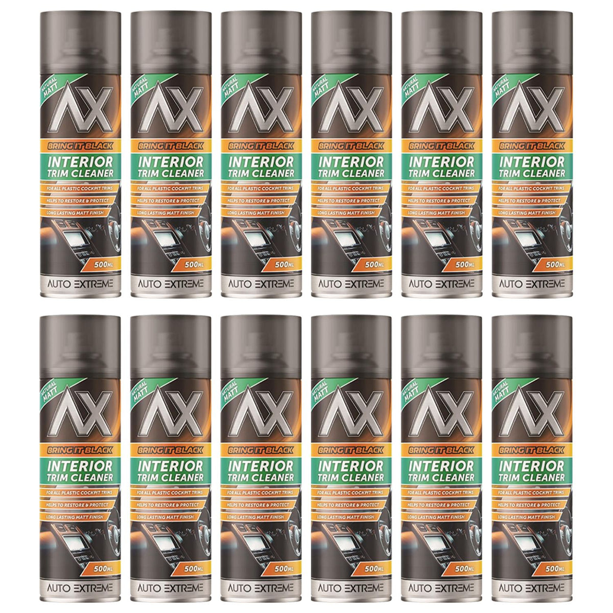 12X - Bring it Black Matt Interior Trim Cleaner Spray 500ml Spray Paint