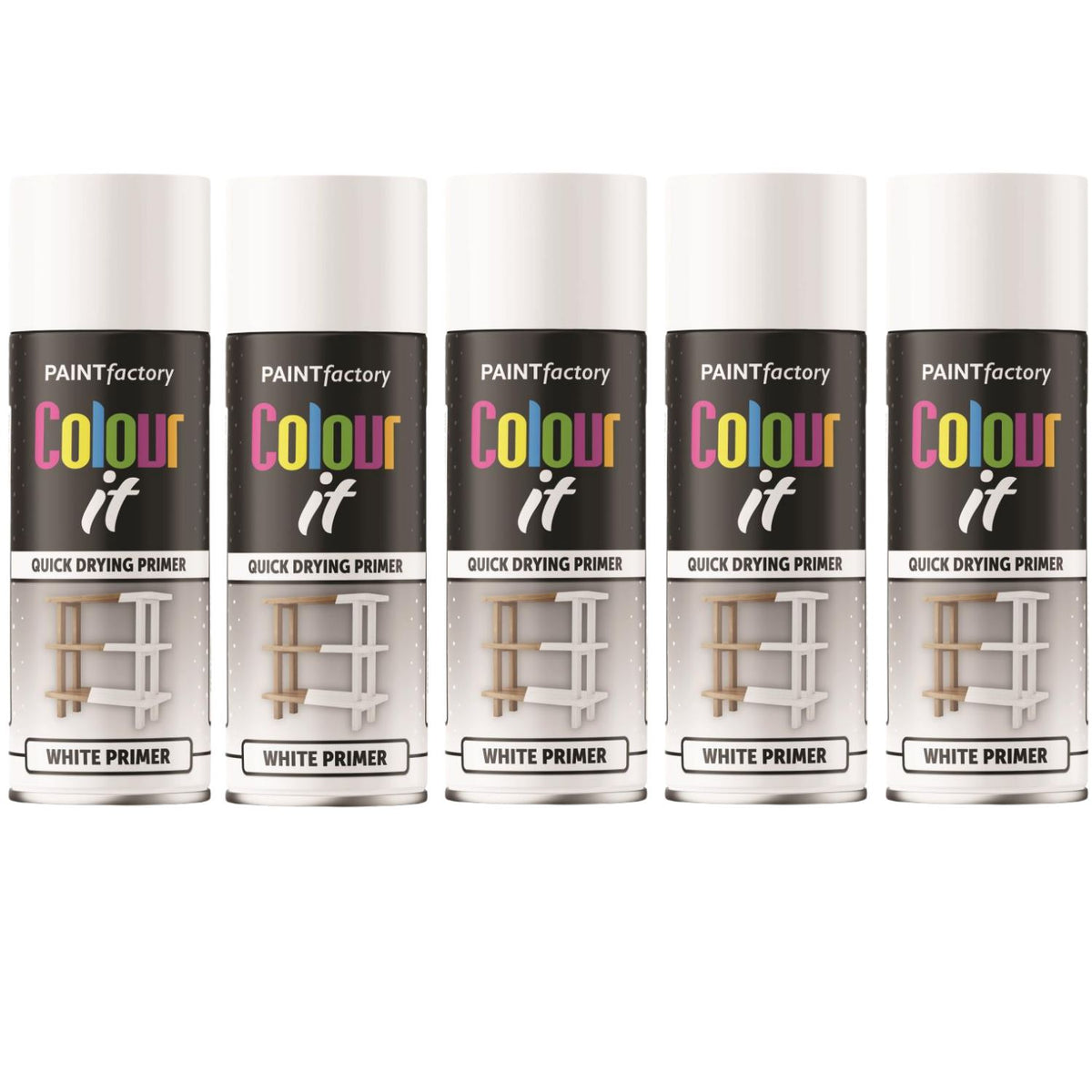 5X Paint Factory White Primer Spray Paint 400ml