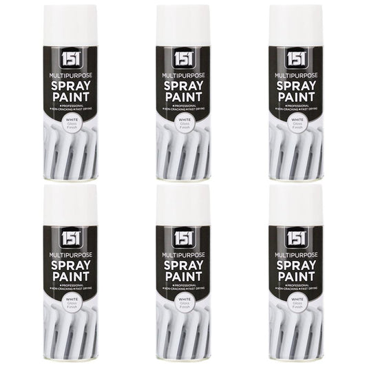 6X - 151 WHITE GLOSS SPRAY PAINT 400ML