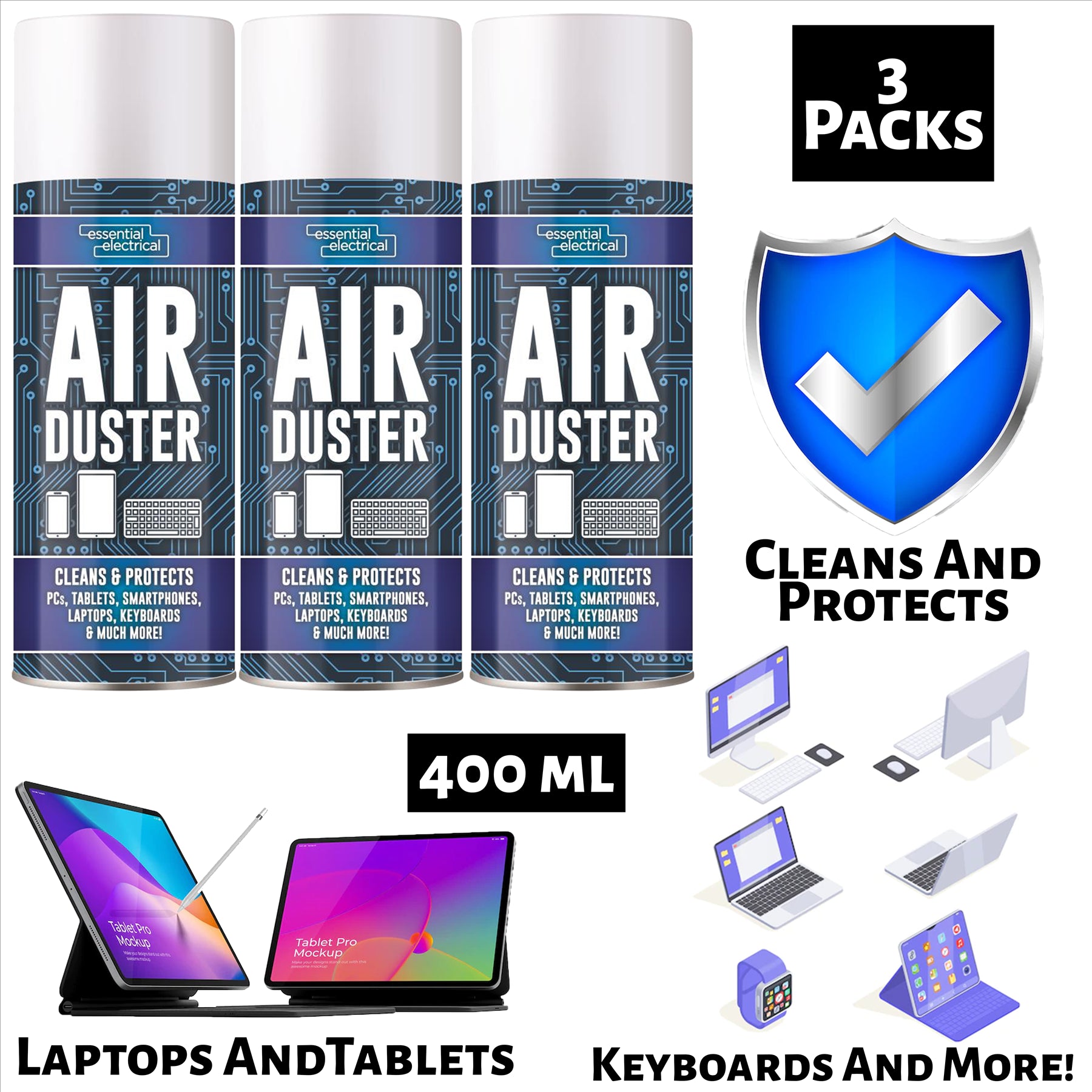 3X Air Duster Spray 400ml Air Duster Spray