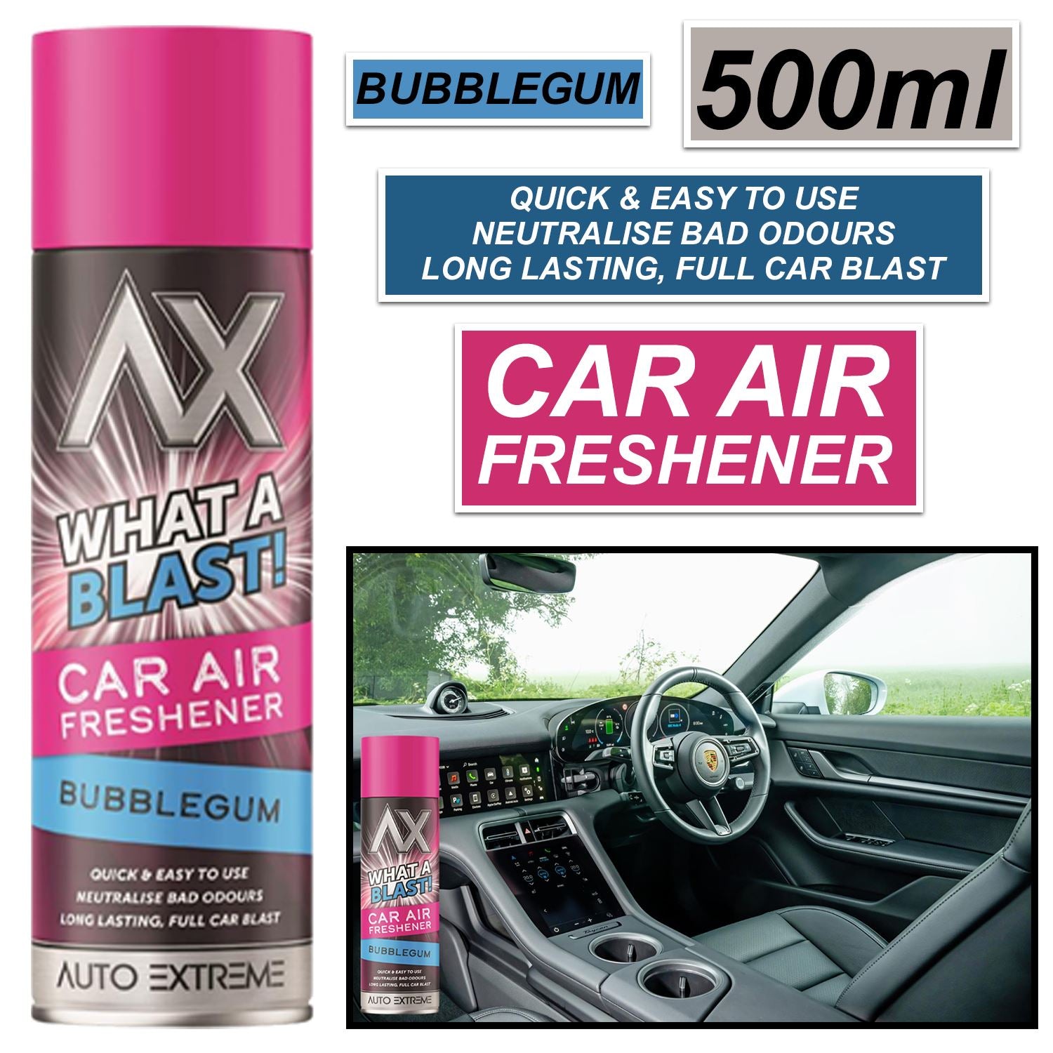 1X - What A Blast! Bubblegum Car Air Freshener Spray 500ml Car Air Freshener