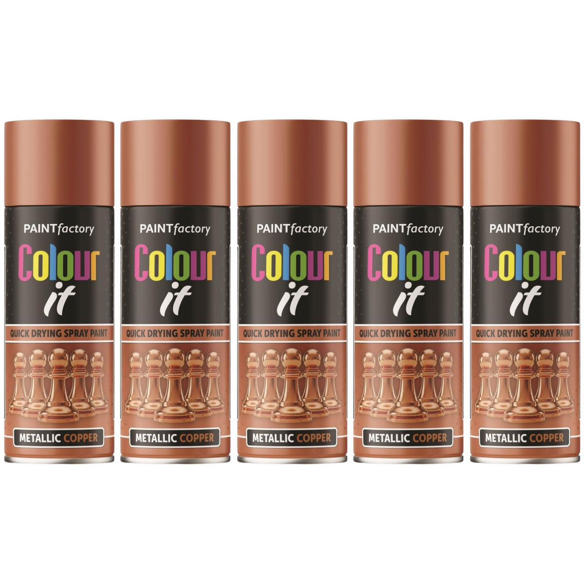 5X Paint Factory Copper  Metallic Spray Paint 400ml