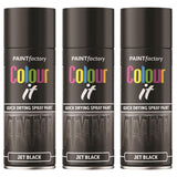 3X Paint Factory Jet Black Gloss Spray Paint 400ml