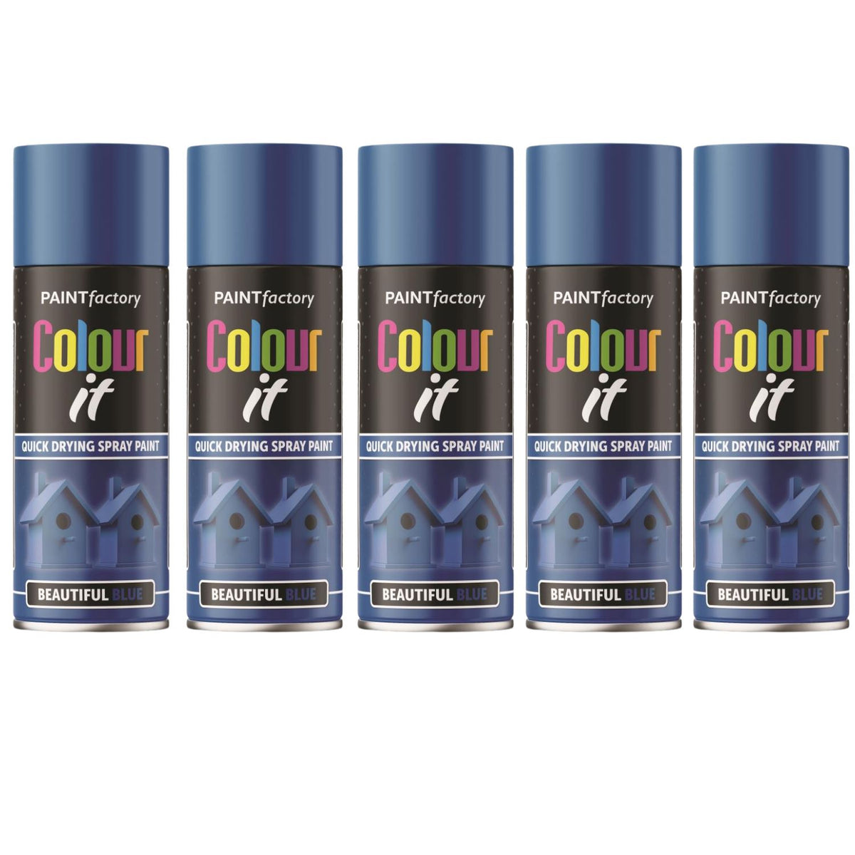 5X Paint Factory Beautiful Blue Gloss Spray Paint 400ml