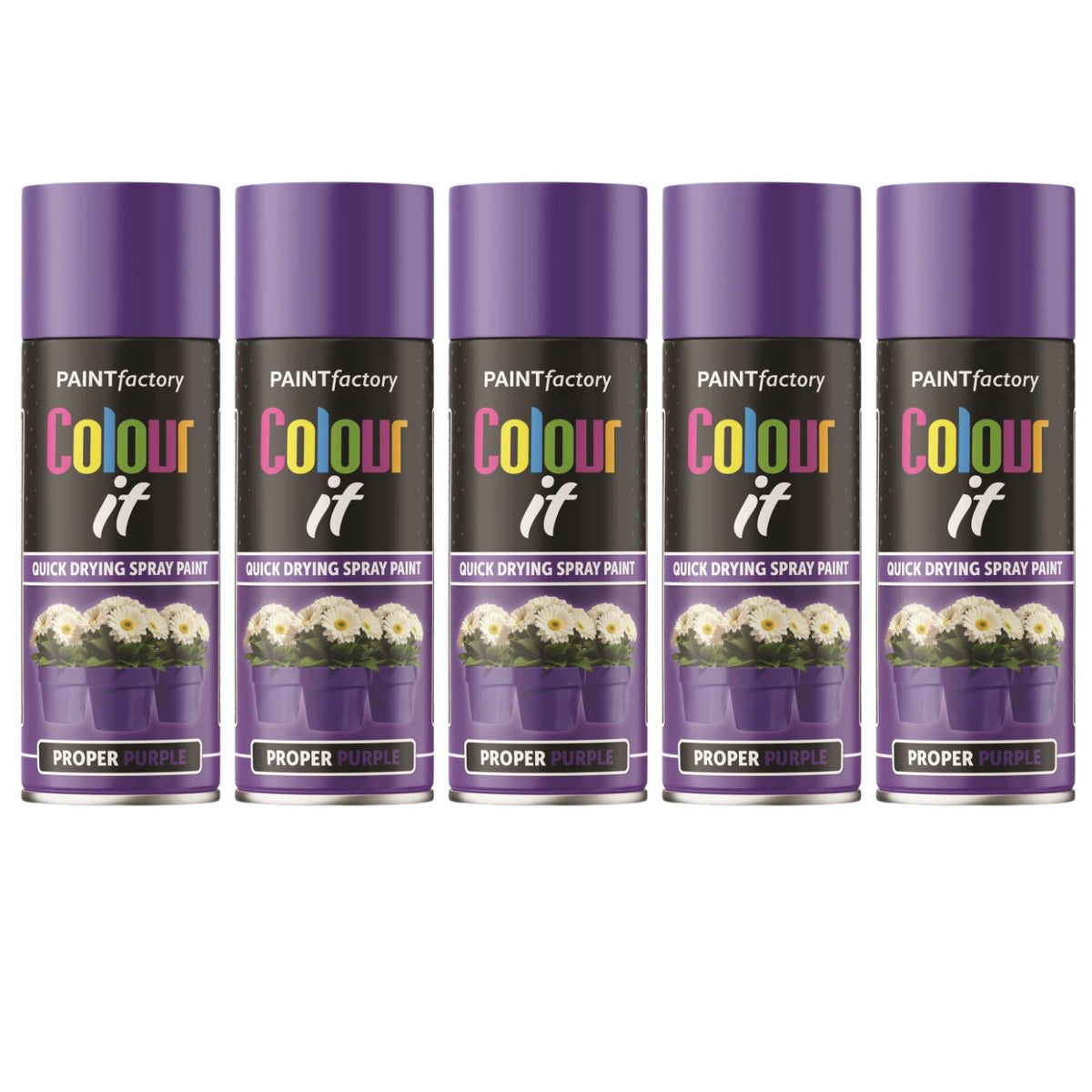 5X Paint Factory Proper Purple Gloss Spray Paint 400ml