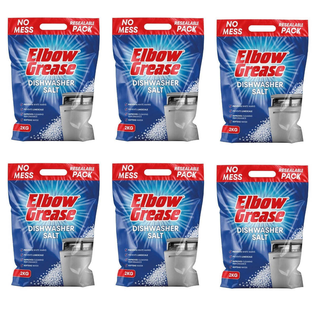 6X - Elbow Grease Dishwasher Salt 2Kg