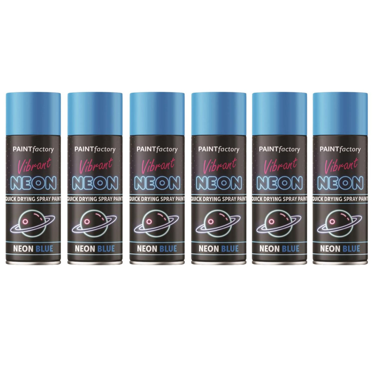 6X Paint Factory Blue Fluorescent Neon Spray Paint 200ml