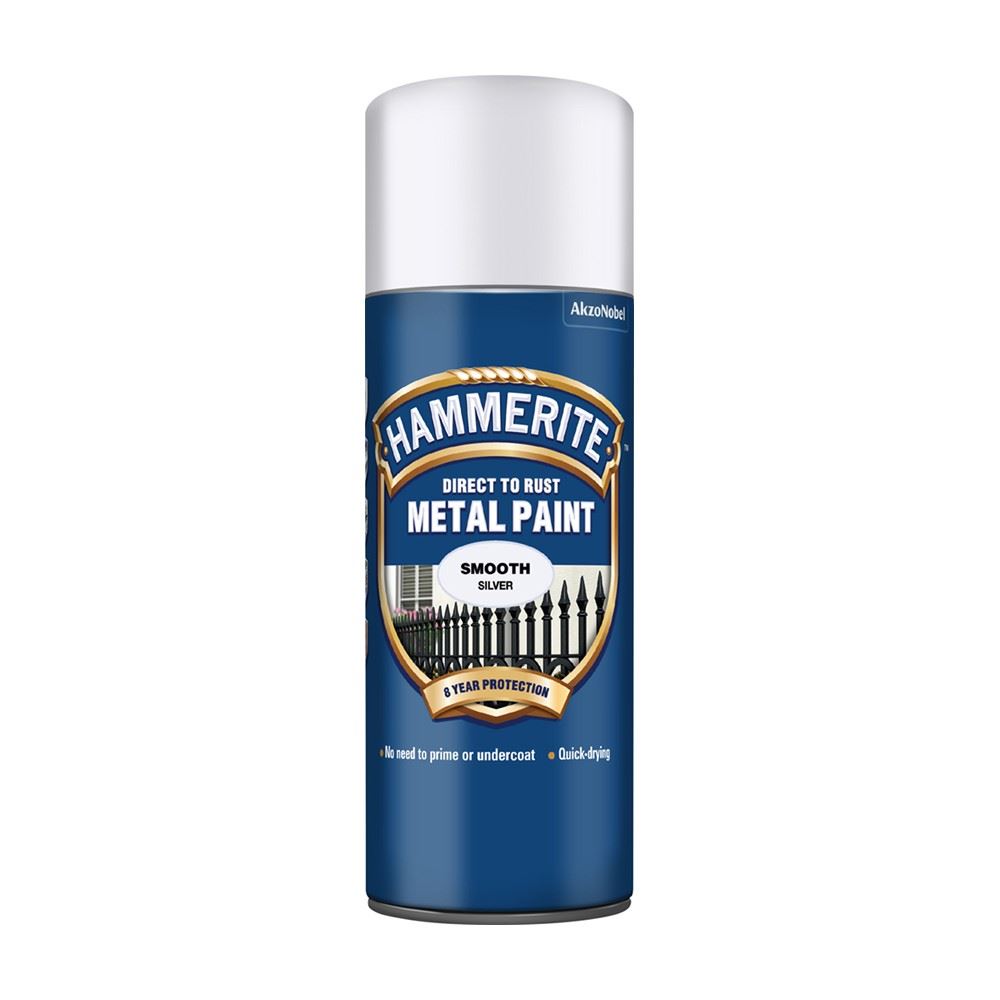 5X Hammerite Smooth Silver Spray Paint 400ml
