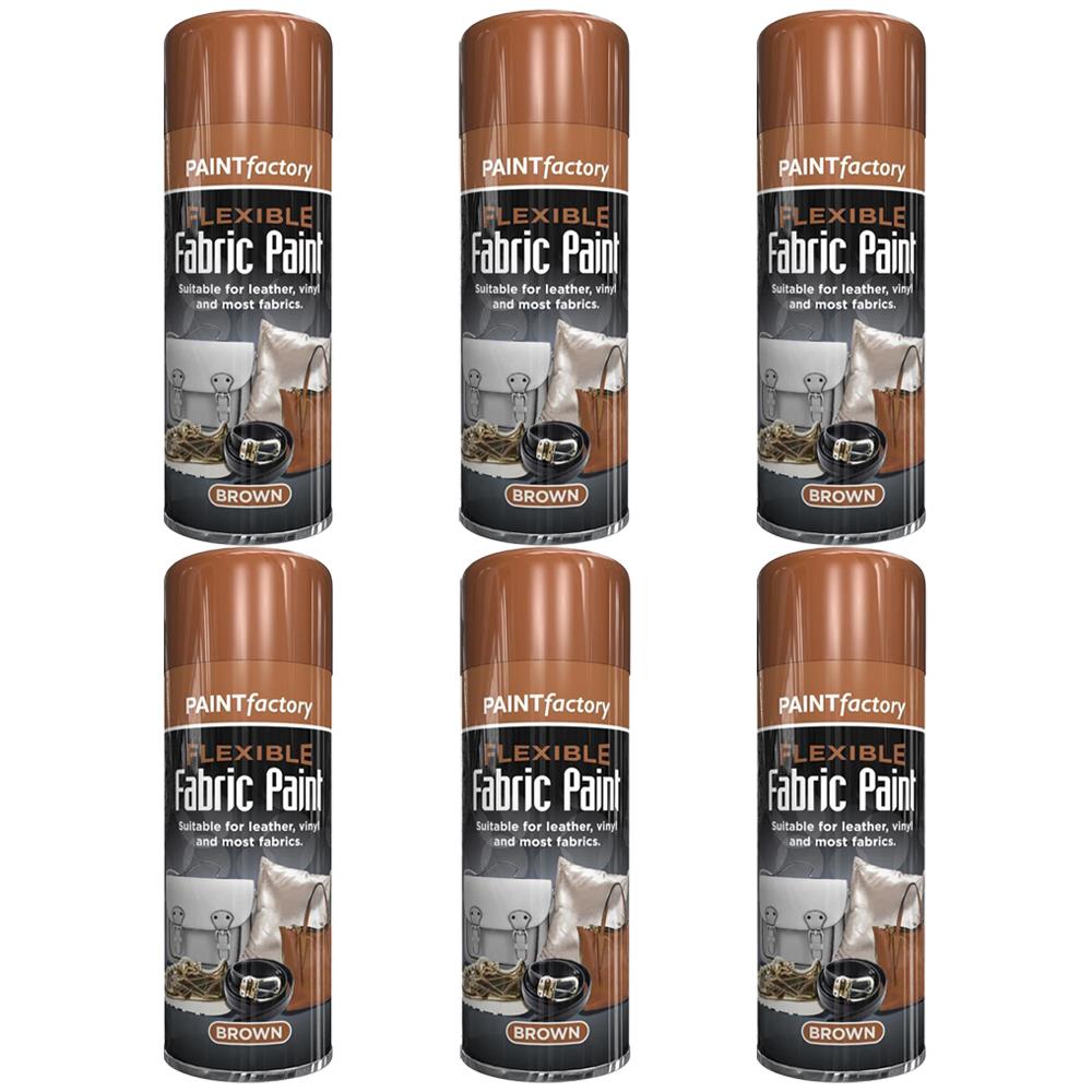 6X Brown Flexible Fabric & Vinyl Spray Paint Brown 200ml