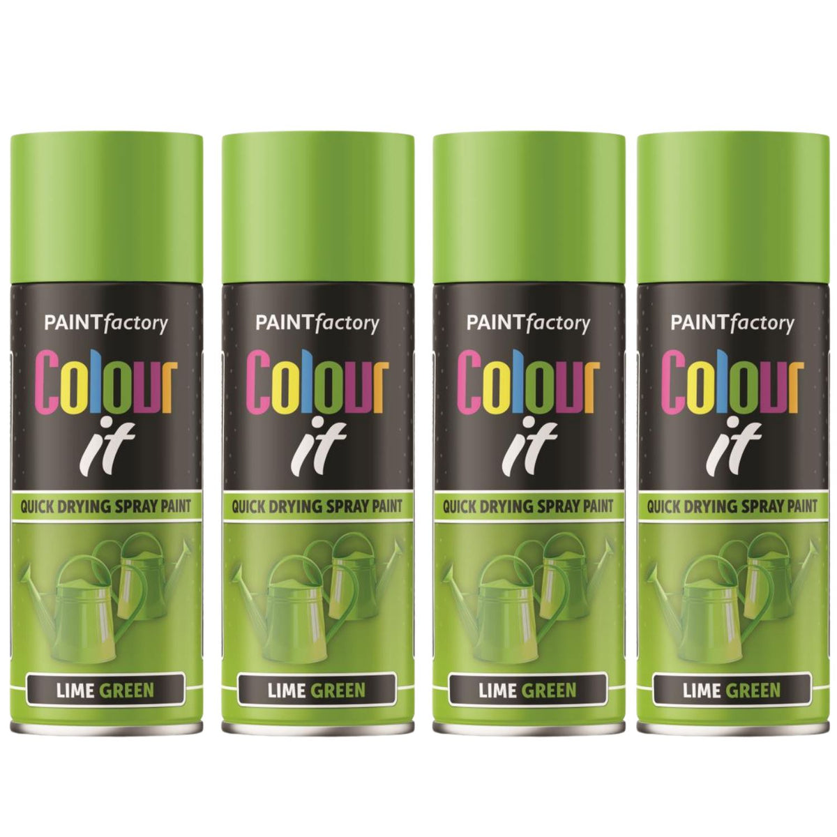 4X Paint Factory Lime Green Gloss Spray Paint 400ml