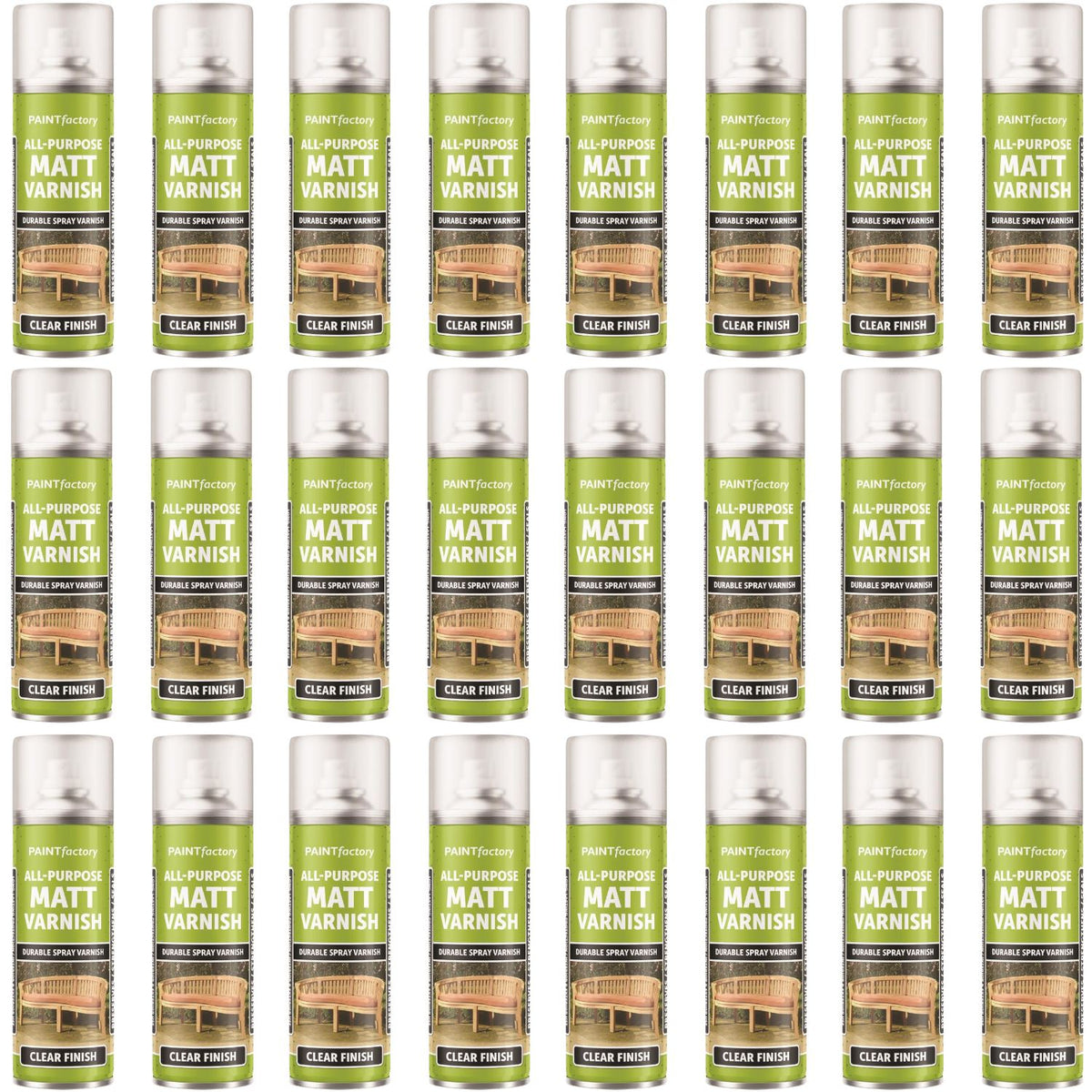 24X - Paint Factory Clear Matt Varnish Spray 250ml - 7127