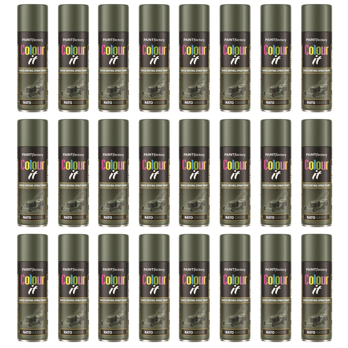 24X - Paint Factory Nato Green Matt Spray Paint 250ml
