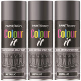 3X Paint Factory Paintgun Grey Metallic Spray Paint 400ml