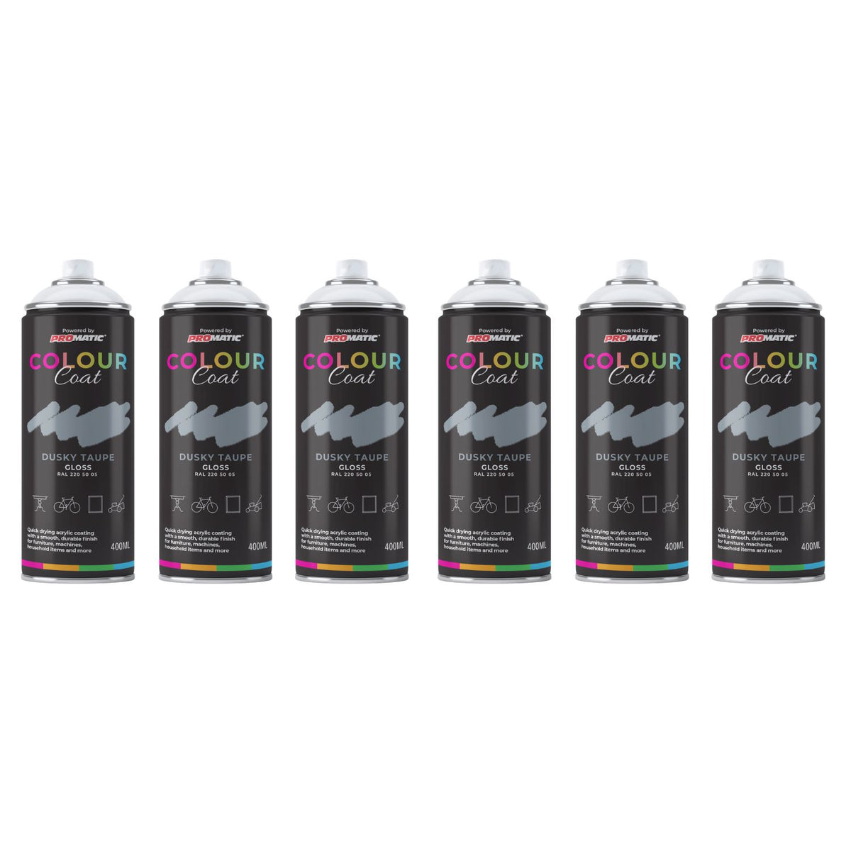 6X Dusky Taupe RAL 220 50 05 Gloss Spray Paint 400ml
