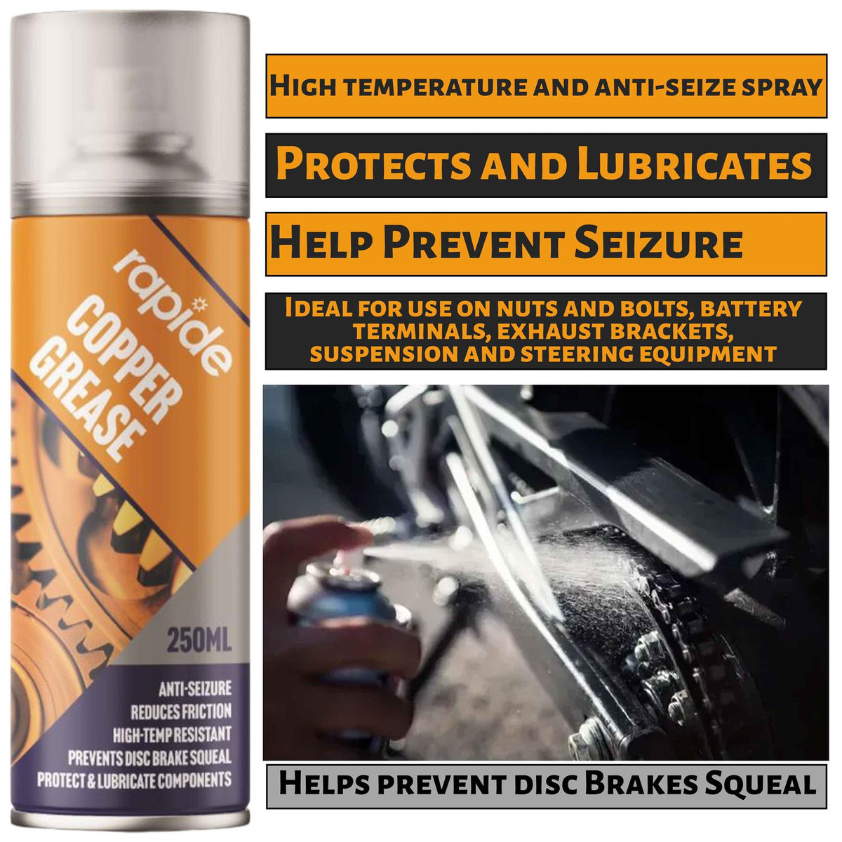 Rapide Copper Grease 250ml Spray Paint