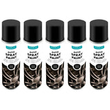 5X Overlay Satin Black Auto Professional Spray Paint 250ml