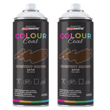 2X Chestnut Brown RAL 8014 Satin Spray Paint 400ml