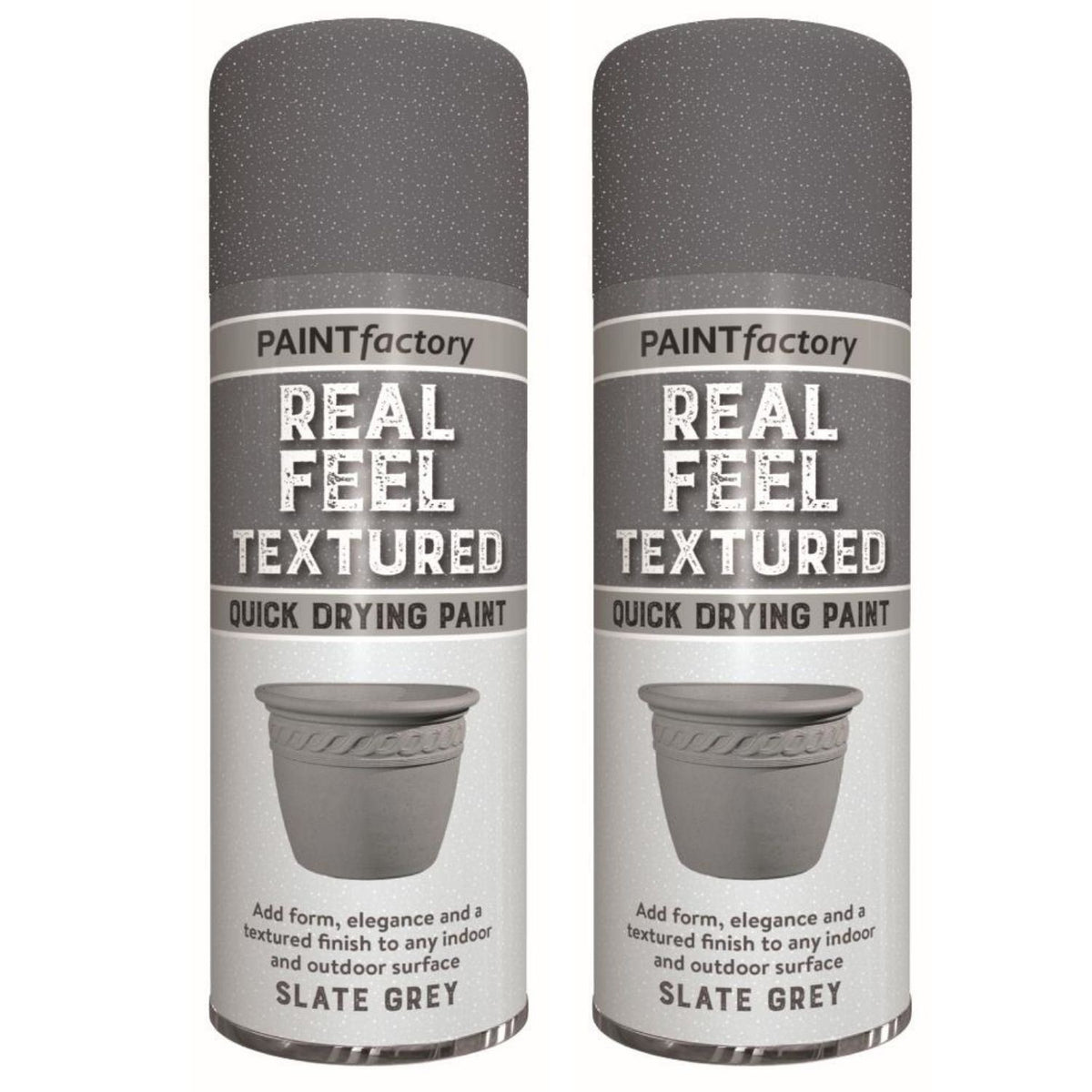 2X - Paint Factory Real Feel Grey 400ml Textured Spray Paint