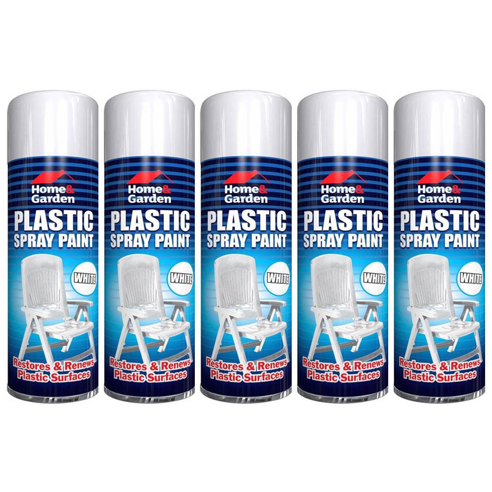 5X Home & Garden Plastic White Spray Paint 300ml