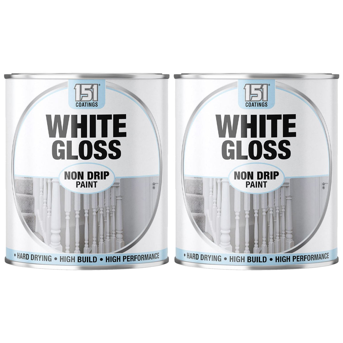 2X White Gloss Non-Drip Paint 300ml Tin Paint