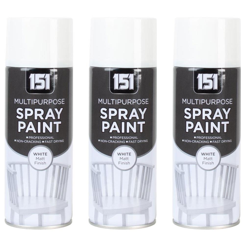3X 151 White Matt Spray Paint 400ml Spray Paint