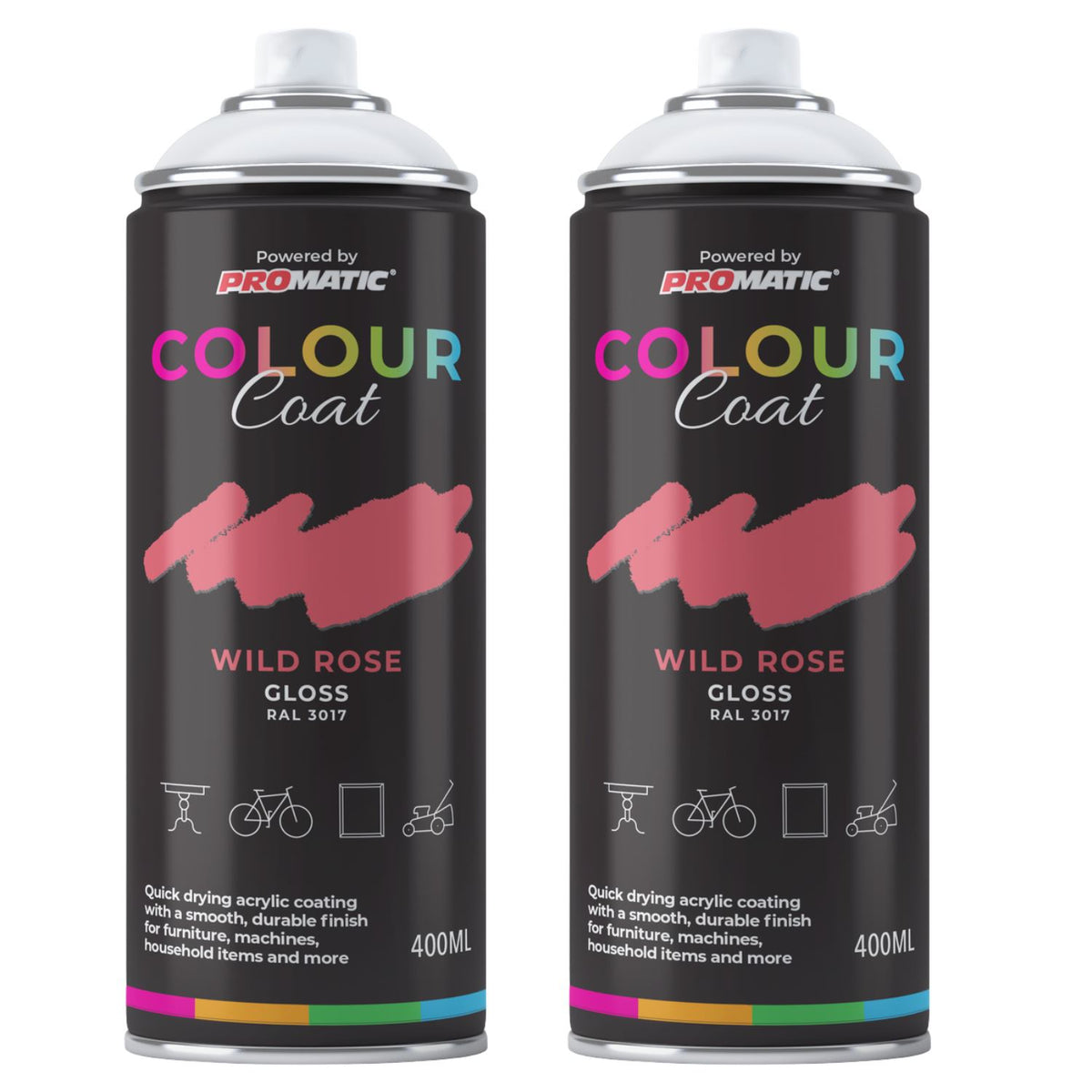 2X Wild Rose RAL 3017 Gloss Spray Paint 400ml