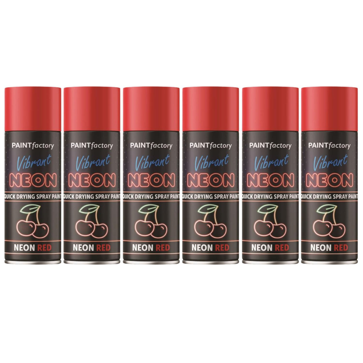 6X Paint Factory Red Fluorescent Neon Spray Paint 200ml