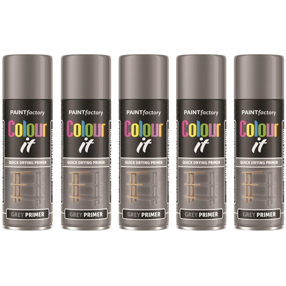 5X Paint Factory Grey Primer Spray 250ml