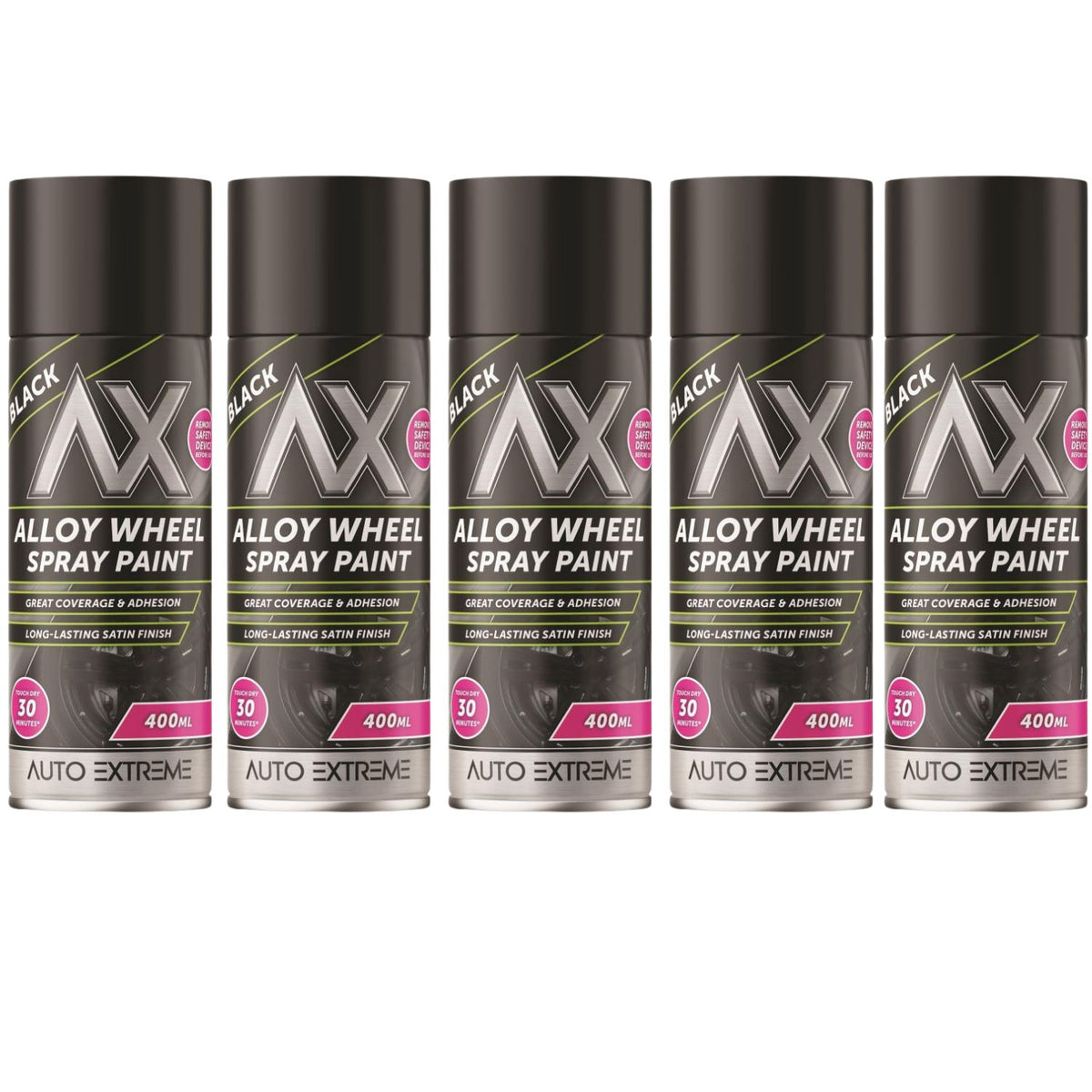 5X Auto Extreme Black Alloy Wheel Spray Paint 400ml
