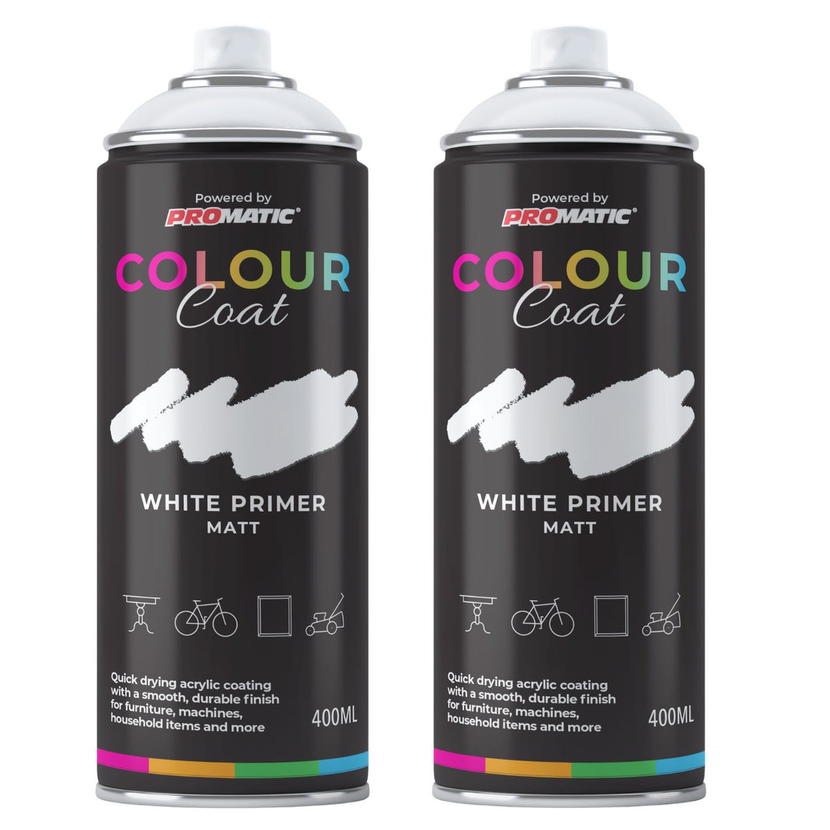 2X White Primer Matt Spray Paint 400ml