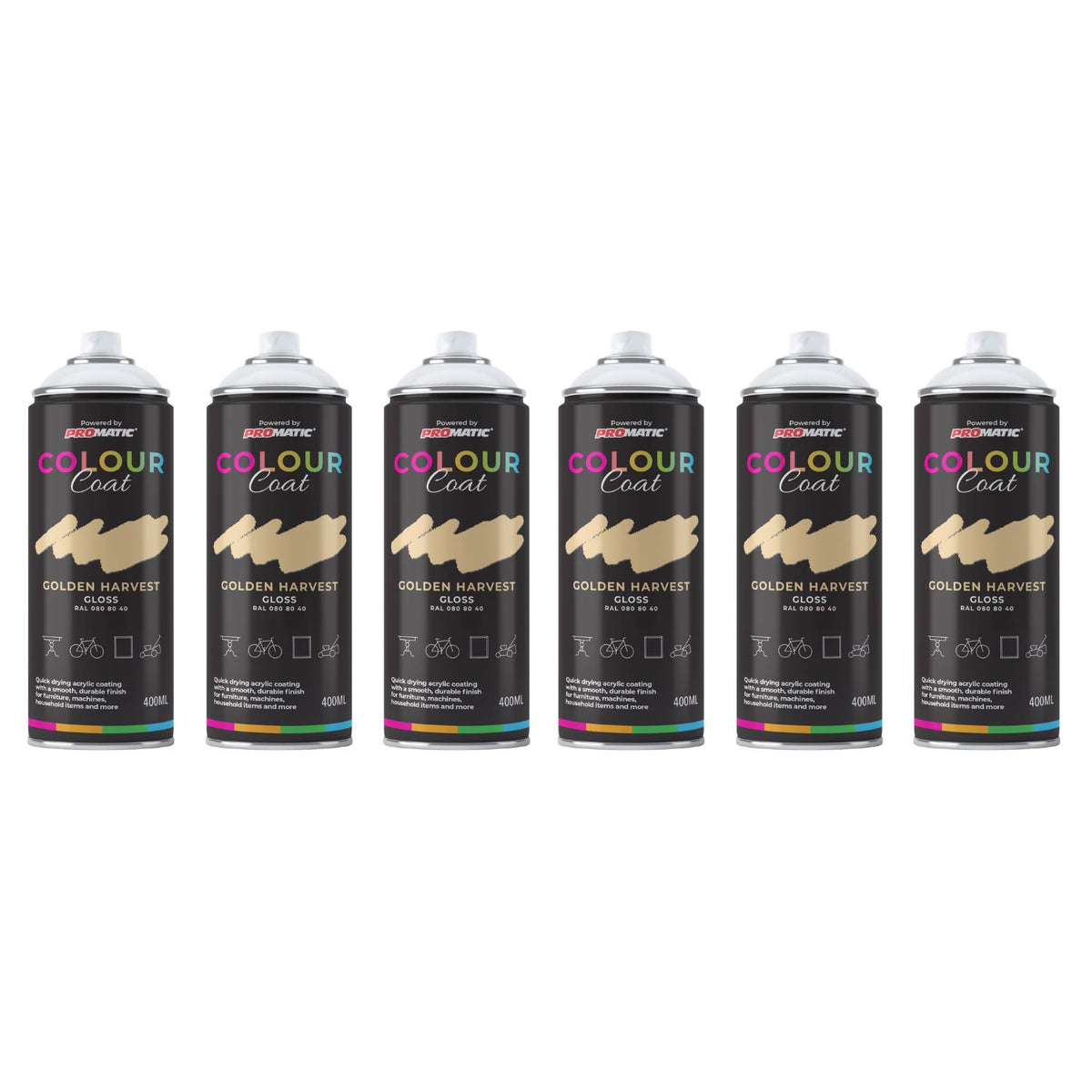 6X Golden Harvest RAL 080 80 40 Satin Spray Paint 400ml