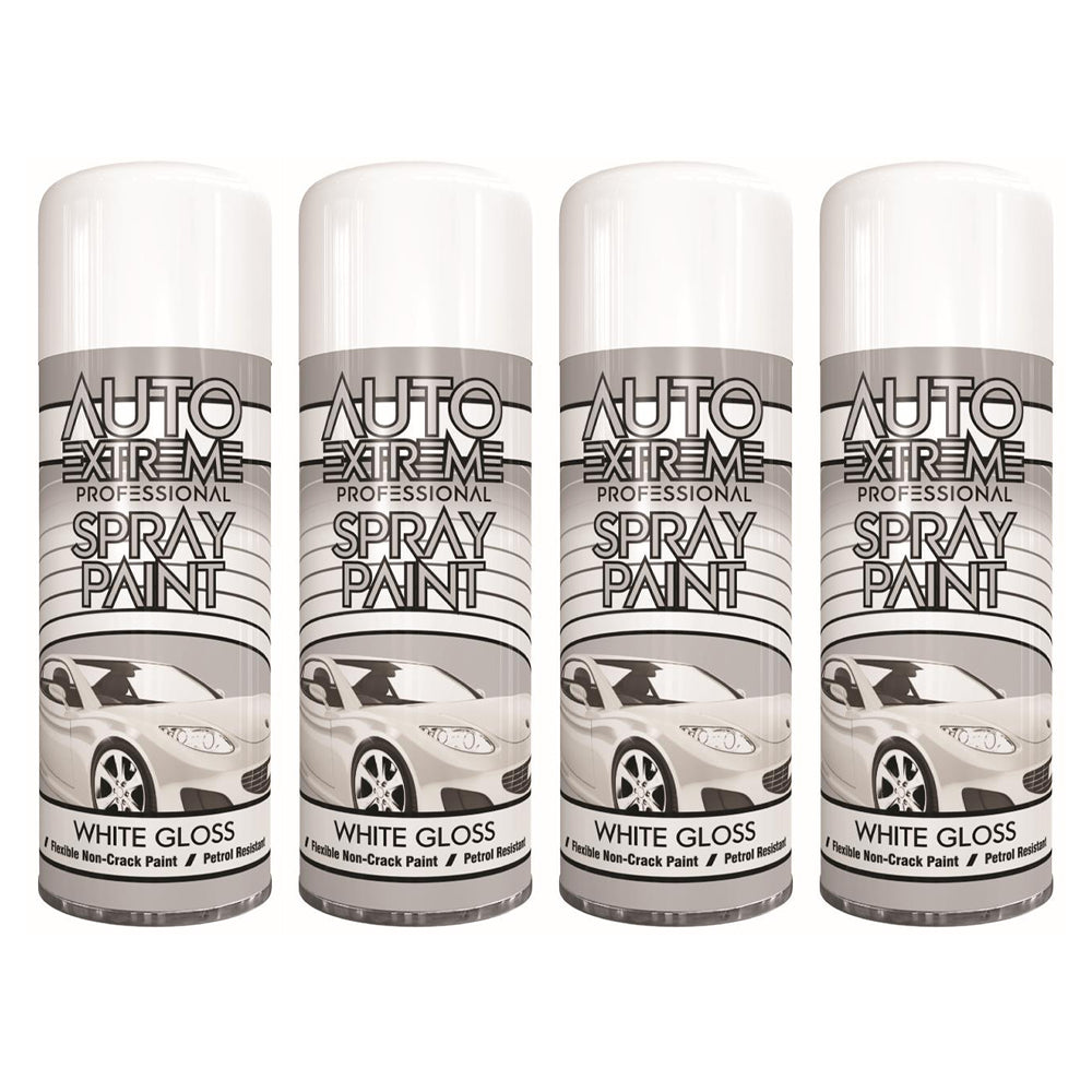 4X Auto Extreme White Gloss Spray Paint 400ml Spray Paint
