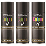 3X Paint Factory Black Matt Spray Paint 400ml