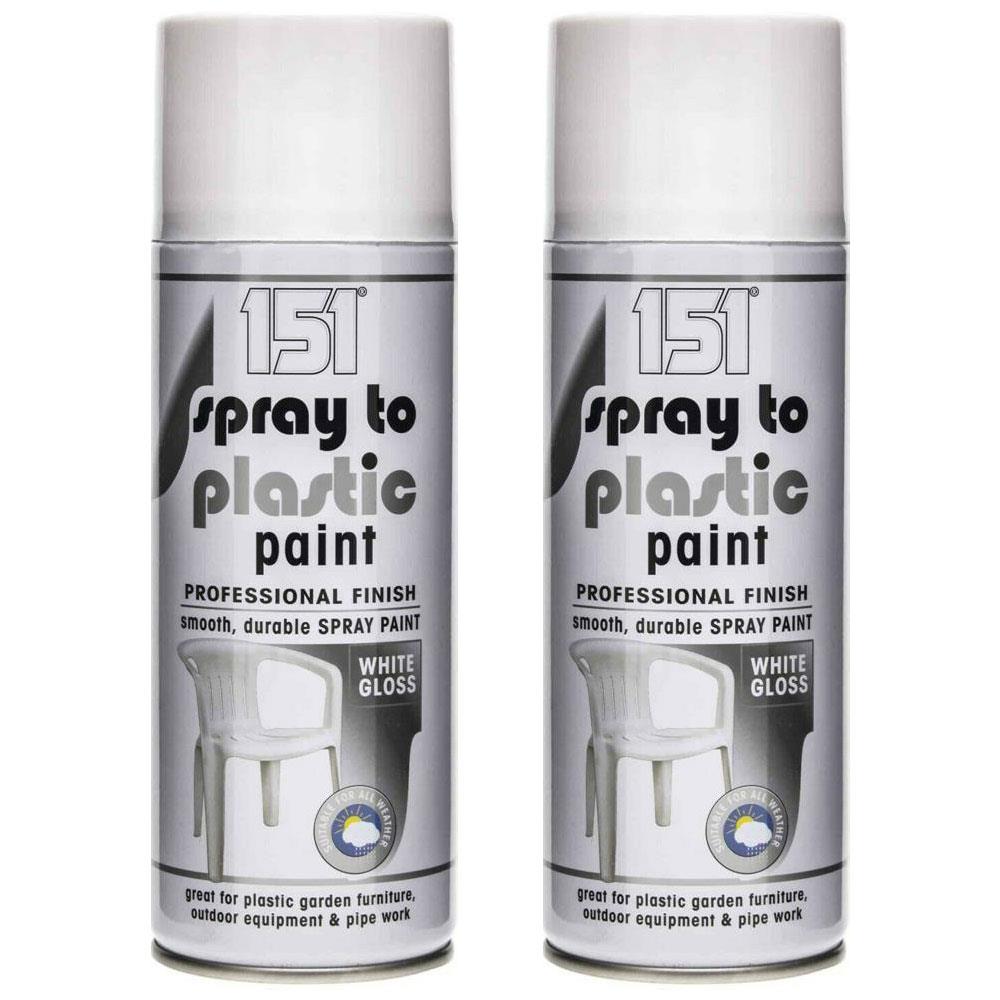 2X 151 White Gloss Plastic Spray Paint 400ml Spray Paint