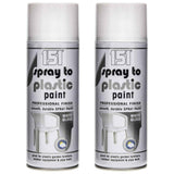 2X 151 White Gloss Plastic Spray Paint 400ml Spray Paint