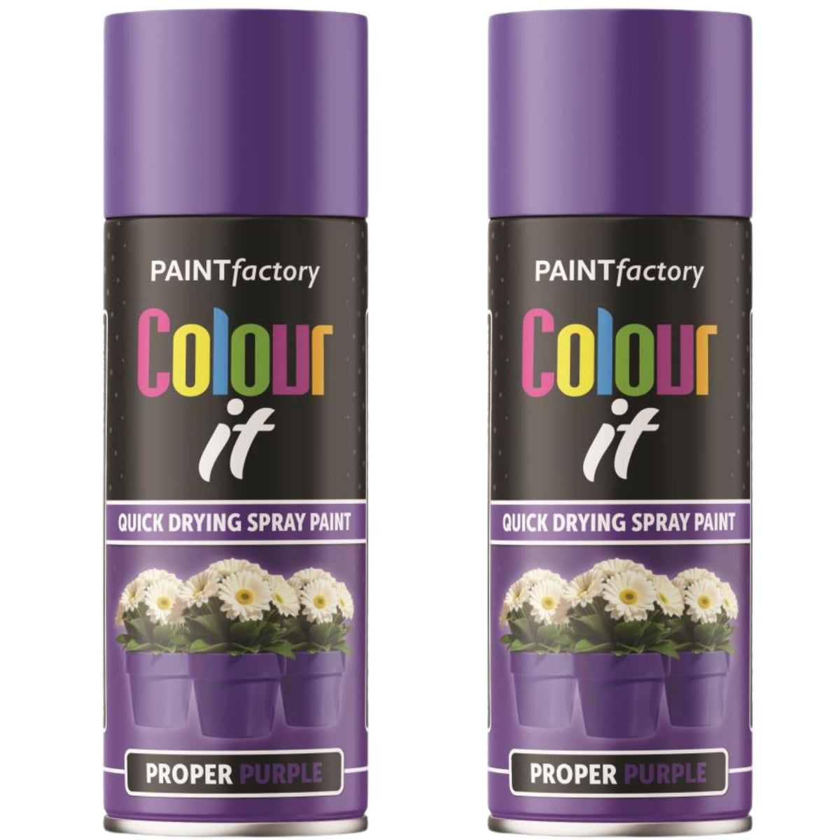2X Paint Factory Proper Purple Gloss Spray Paint 400ml