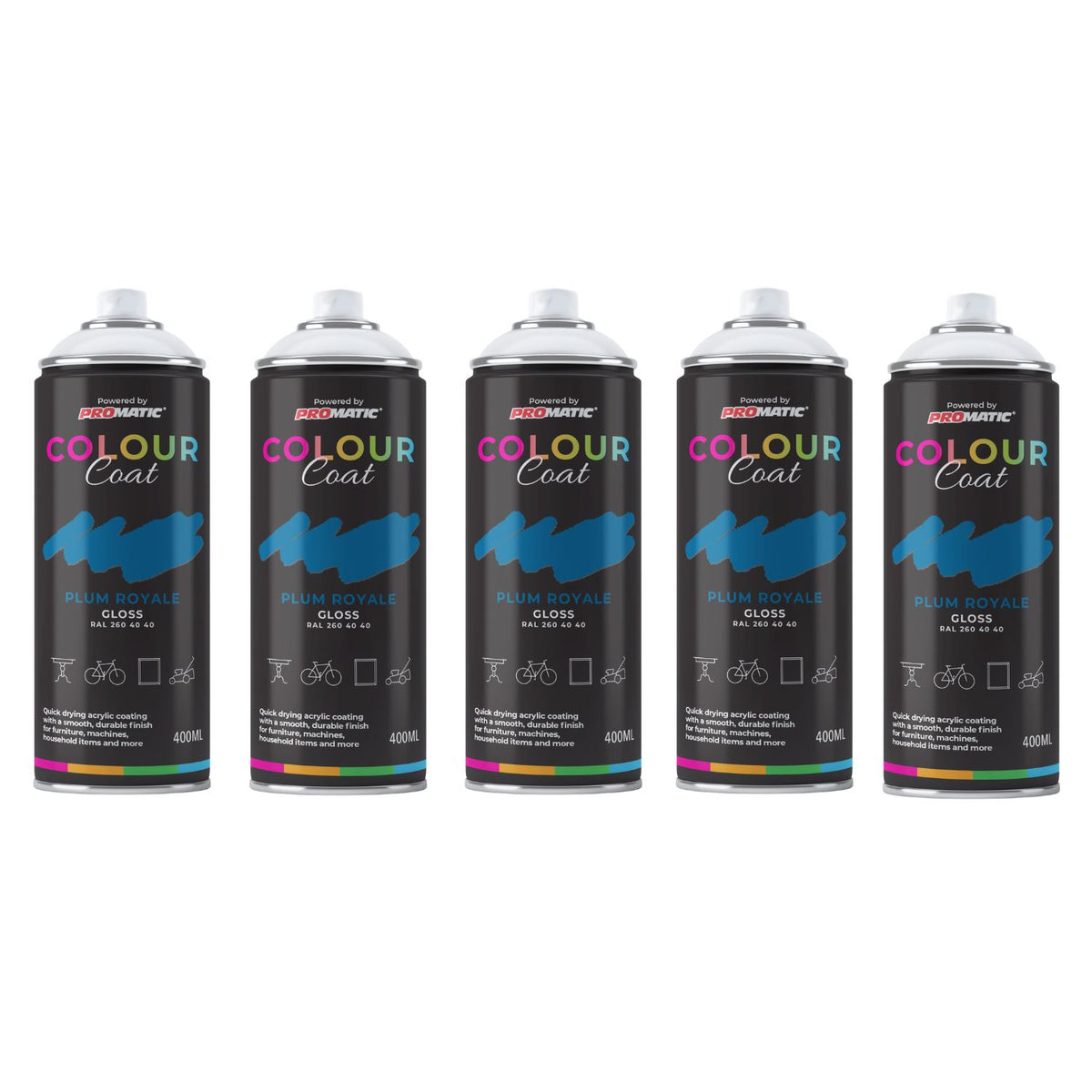 5X Plum Royale RAL 260 40 40 Gloss Spray Paint 400ml