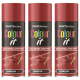 3X Paint Factory Crimson Red Gloss Spray Paint 400ml