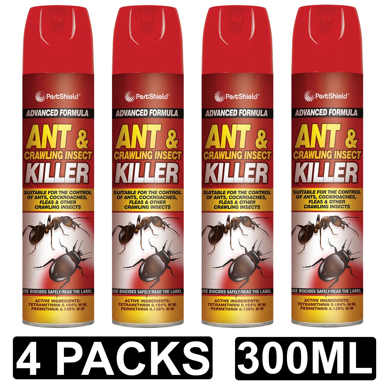 4X PestShield Ant & Crawling Killer Spray 300ml Pest Control