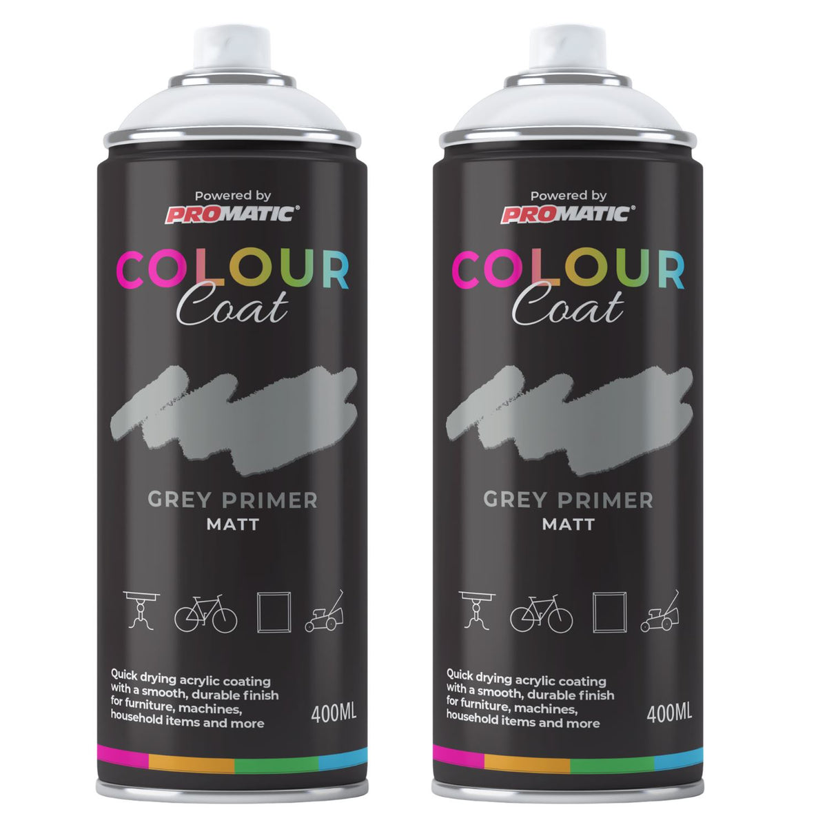 2X Grey Primer Matt Spray Paint 400ml
